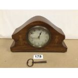 EIGHT DAY FRENCH MAHOGANY WITH INLAY MANTLE CLOCK W/O