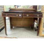 ANTIQUE HEAL AND SON LONDON WRITING DESK, LEATHER TOP WITH ORIGINAL CASTORS, TWO DRAWERS (STAMPED ON