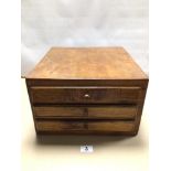 VINTAGE THREE DRAWER ENGINEERS/CRAFT CHEST. 36CM X 38CM X 22CM.