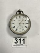 VICTORIAN HALLMARKED SILVER ENGINE TURNED POCKET WATCH (SECOND HAND MISSING) 935 SILVER