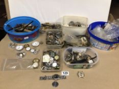 MIXED BOX OF WATCH PARTS, POCKET WATCHES, STRAPS, AND MORE