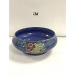 ROYAL DOULTON GLAZED STONEWARE CIRCULAR FRUIT BOWL WITH TUBE LINED FLORAL DECORATION BY MAUD BOWDEN,