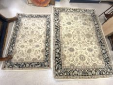 TWO BROWN PATTERNED CHINESE WOOLLEN RUGS, 240 X 166CMS & 180 X 120CMS