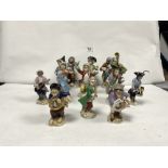 TWELVE MEISSEN STYLE PORCELAIN MONKEY BAND FIGURES