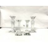 TWO PAIRS OF BOHEMIA LEAD CRYSTAL CANDLESTICKS