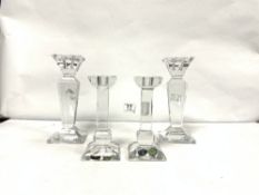 TWO PAIRS OF BOHEMIA LEAD CRYSTAL CANDLESTICKS