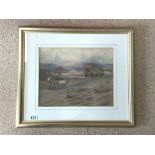 A WATERCOLOUR - FARMER ON THE STEEP DOWNS -PETWORTH SIGNED AND DATED EDITH GIFFORD HOUSEMAN 1921