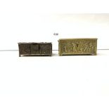 TWO CAST BRASS EMBOSSED DECORATED BOXES