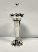 A SILVER TRUMPET SHAPED VASE WITH LOBED RIM SHEFFIELD 1969 MAKER JD & S JAMES DIXON AND SONS