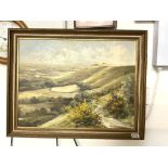 A FRAMED OIL LANDSCAPE SIGNED ADAMS 60 X 44 CMS