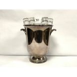 A SILVER PLATED SPIRIT COOLER WITH SIX SHOT GLASSES