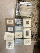 QUANTITY OF UNFRAMED PRINTS,PENCIL SKETCHING AND COLOURED PRINTS