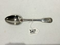 A GEORGE III SILVER FIDDLE & SHELL PATTERN TABLESPOON, 22CMS, 81 GRAMS LONDON 1824- MAKER GEORGE