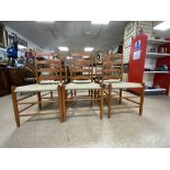 A SET OF 6 LADDER BACK SHAKER CHAIRS MARKED SHAKER LONDON
