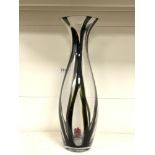 A LARGE STUDIO GLASS VASE WITH CRACK TO RIM, 60 CMS