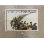 ORIGINAL WW1 POSTER - STEP INTO YOUR PLACE PUBLISHED BY - THE PARLIMENTARY RECRUITING COMMITTEE