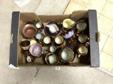 A LARGE QUANTITY OF COPPER LUSTRE JUGS, CUPS AND SAUCERS