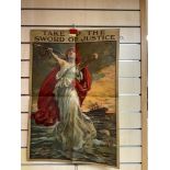 ORIGINAL WW1 WAR POSTER - TAKE UP THE SWORD OF JUSTICE PUBLISHED BY THE PARLIMENTRY RECRUITMENT