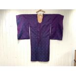 A JAPANESE TWO-TONE PURPLE KIMONO COAT, LENGTH, 130CMS- SHOULDER 60CMS