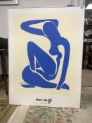 A LARGE PRINT OF HENRI MATISSE TUE BLUE NUDE 76 X 100 CMS