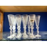 17 CHAMPAGNE FLUTES WITH FROSTED GLASS NUDE LADY STEMS 20 CMS