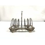 HALLMARKED SILVER SIX-PIECE TOAST RACK GEORGE III BY CHARLES FOX II. WEIGHED AT 382G