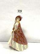 DOULTON FIGURE ' A PAISLEY SHAWL' HN1392 (CRACK TO BASE), 20CMS