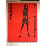 AN OIL ON CANVAS STUDY - ENTITLED - CRAWL WORSHIP (POP ART ) 92 X 122 CMS