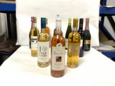 A BOTTLE OF SAUTERNES DESSERT WINE, BELLINI SPARKING COCKTAIL, AND EIGHT OTHER BOTTLES OF MIXED