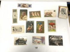A SMALL COLLECTION OF POSTCARDS MAINLY OF PIGS