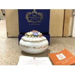 A ROYAL CROWN DERBY FLORAL BOX BONE CHINA TO CELEBRATE 90TH BIRTHDAY OF THE QUEEN MOTHER NO 929 0F