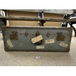 A METAL BOUND SHIPPING TRUNK