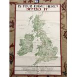 ORIGINAL WW1 WAR POSTER - ITS YOUR HOME HERE ? DEFEND IT ! PUBLISHED BY THE PARLIMENTARY