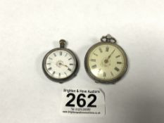 TWO VICTORIAN SILVER CASED FOB WATCHES, SPAUL AND JOHNSON AND OLIVER