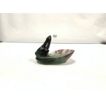 DAUM FRANCE GLASS PIN DISH WITH A SCULPTURE OF A FROG, 8CM