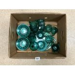 A RETRO PRESSED GREEN GLASS TEA SET