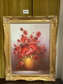 A MODERN STILL LIFE OF FLOWERS IN OIL SIGNED TOMA 30 X 40 CMS