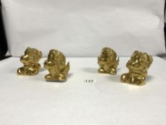 MINTON CHERUB COLLECTION, TWO PAIRS OF SALT & PEPPERS IN GOLD GLAZE