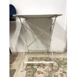 A SQUARE METAL FOLDING GARDEN TABLE 58 X 58 CMS