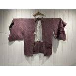 A JAPANESE PURPLE HAORI, LENGTH, 80CMS- SHOULDER 60CMS