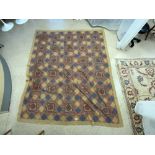 AN INDIAN PATCHWORK GEOMETRIC DESIGN QUILTED THROW WITH SMALL MIRROR INSETS 200 X 240 CMS