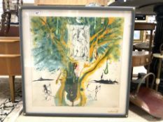 A LARGE LIMITED EDITION SALVADOR DALI PRINT 937/2000 DATED 1989 76 X 76 CMS