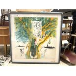 A LARGE LIMITED EDITION SALVADOR DALI PRINT 937/2000 DATED 1989 76 X 76 CMS