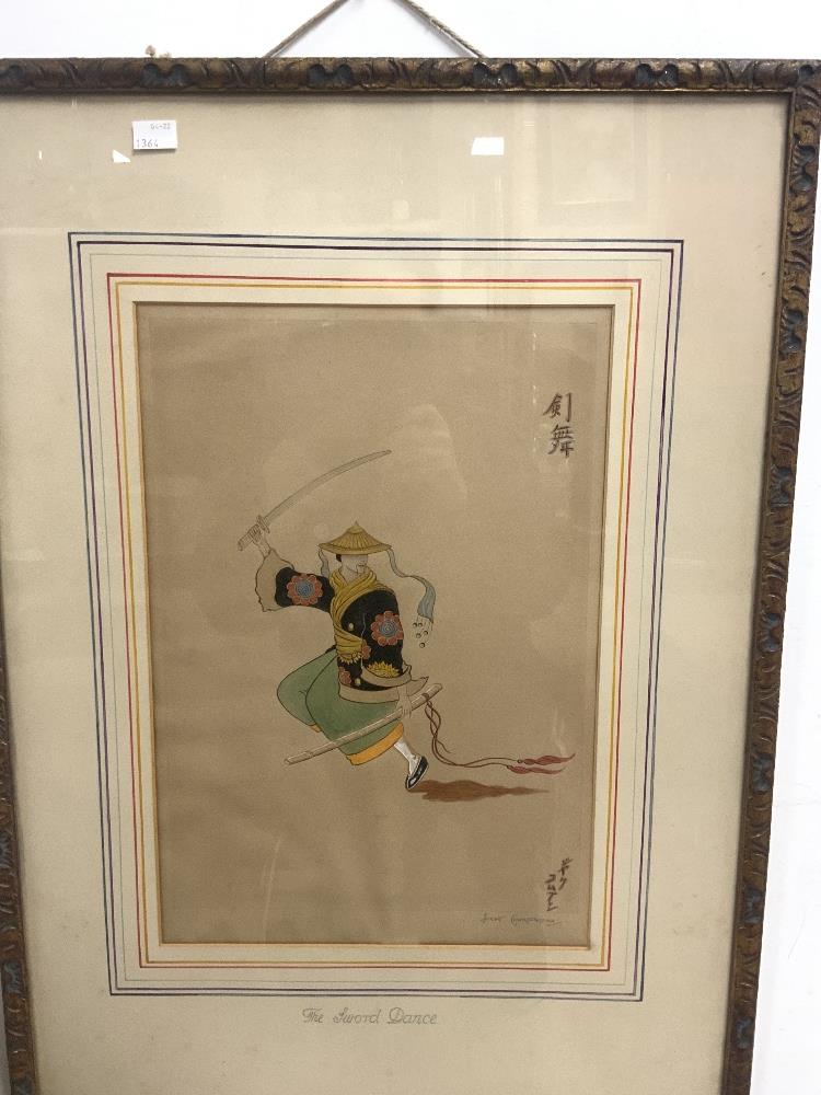 A PAIR OF JAPANESE WATERCOLOURS OF TWO YOUTHS AND A GIRL PLAYING THE FLUTE AND A SAMURAI SIGNED JACK - Image 5 of 8