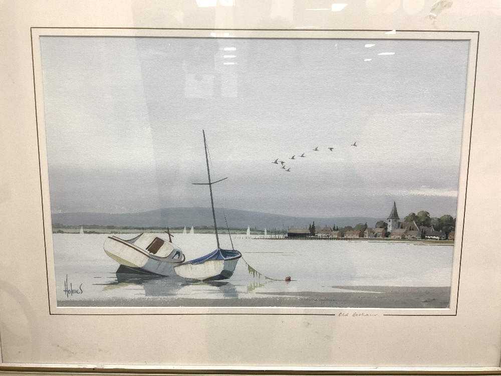 A PAIR OF DAVID HOLMES WATERCOLOURS OF OLD BOSHAM, SIGNED 54 X 36CMS - Image 4 of 9