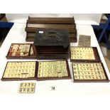 A MAHJONG SET IN LACQUER CABINET WITH OAK STANDS