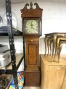 ANTIQUE OAK 30 HOUR LONGCASE CLOCK WITH SHIP DIAL MAKER - ABRAHAM MARBE OF BRIDGEWATER