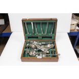 SIX SILVER HANDLED BUTTER KNIVES AND A QUANTITY OF KINGS PATTERN PLATED FORKS, PLAIN FORKS AND