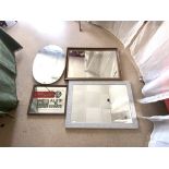 MODERN BEVELLED FRAMED WALL MIRROR 100 X 70CMS, UNFRAMED OVAL WALL MIRROR, AND A COACH & HORSES