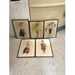 SET OF FIVE WATERCOLOUR STUDIES OF JAPANESE SUBJECTS, BY J CRAWFORD, 32 X 46CMS